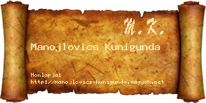 Manojlovics Kunigunda névjegykártya